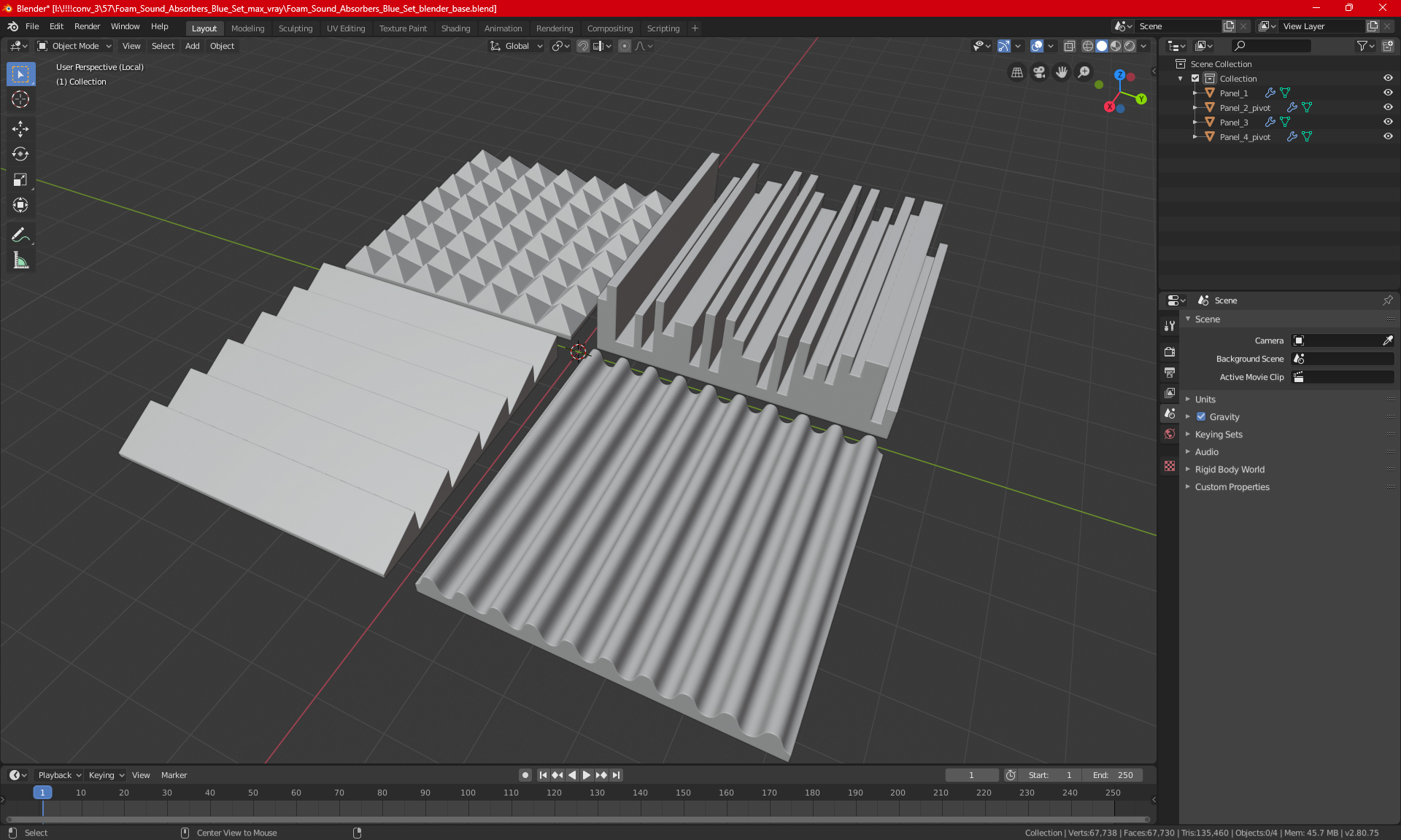 Sound Absorbers Gray Set 3D model