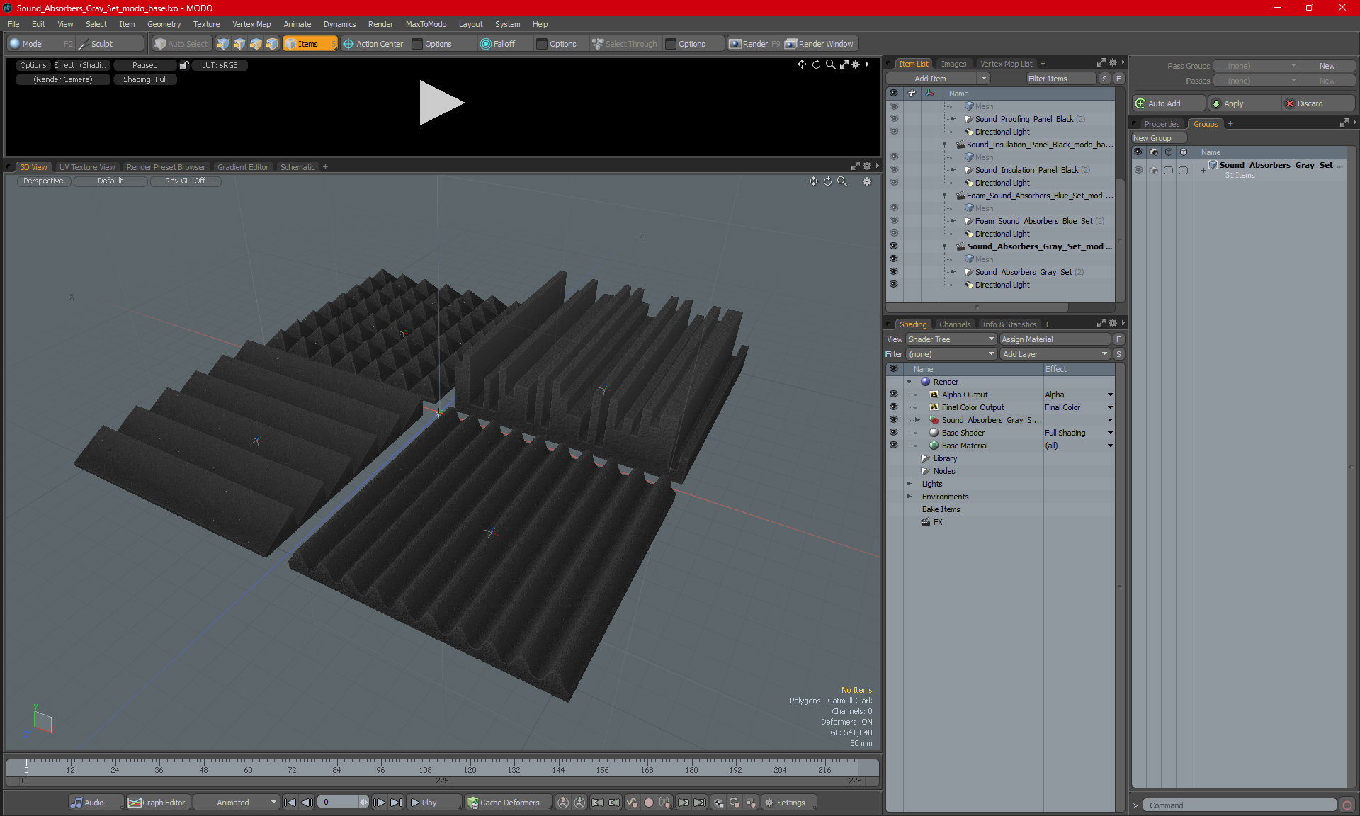 Sound Absorbers Gray Set 3D model