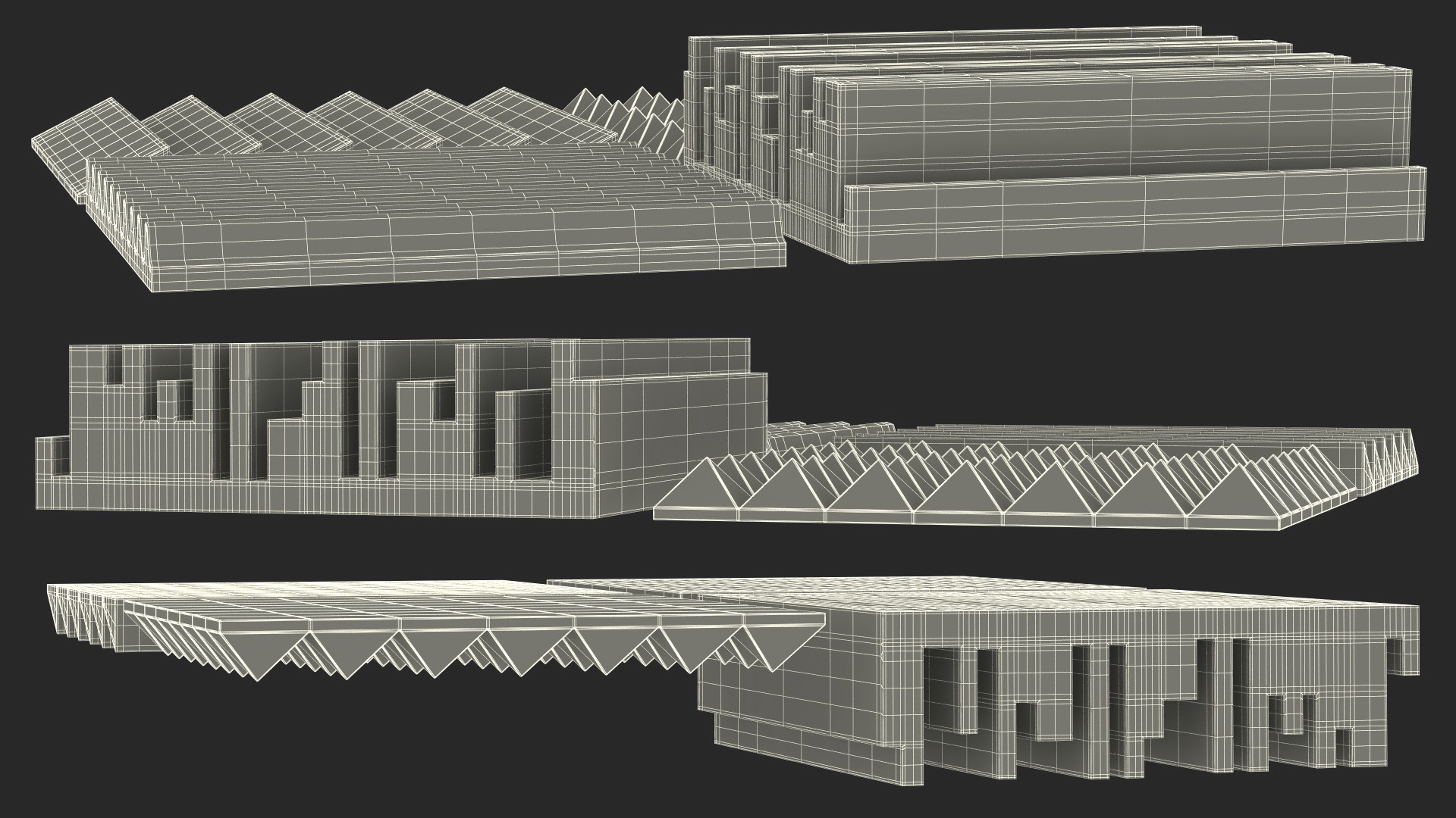 Sound Absorbers Gray Set 3D model