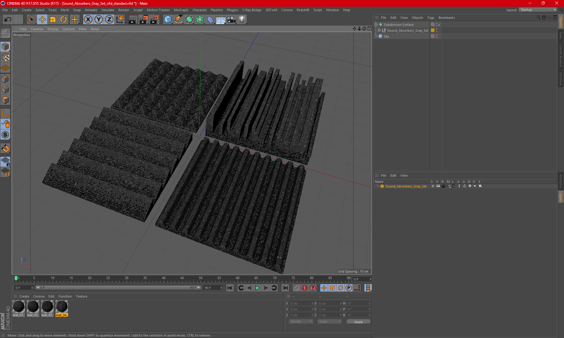 Sound Absorbers Gray Set 3D model