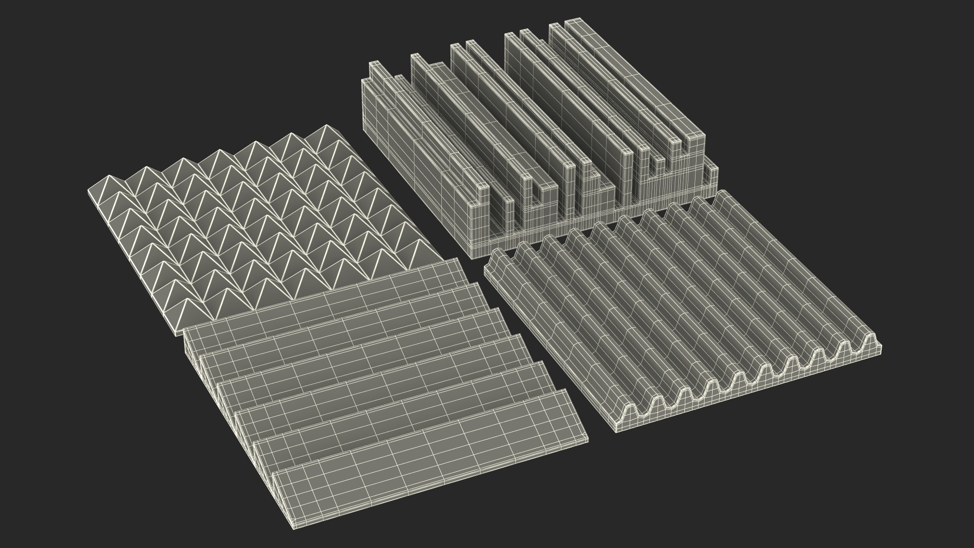 Sound Absorbers Gray Set 3D model