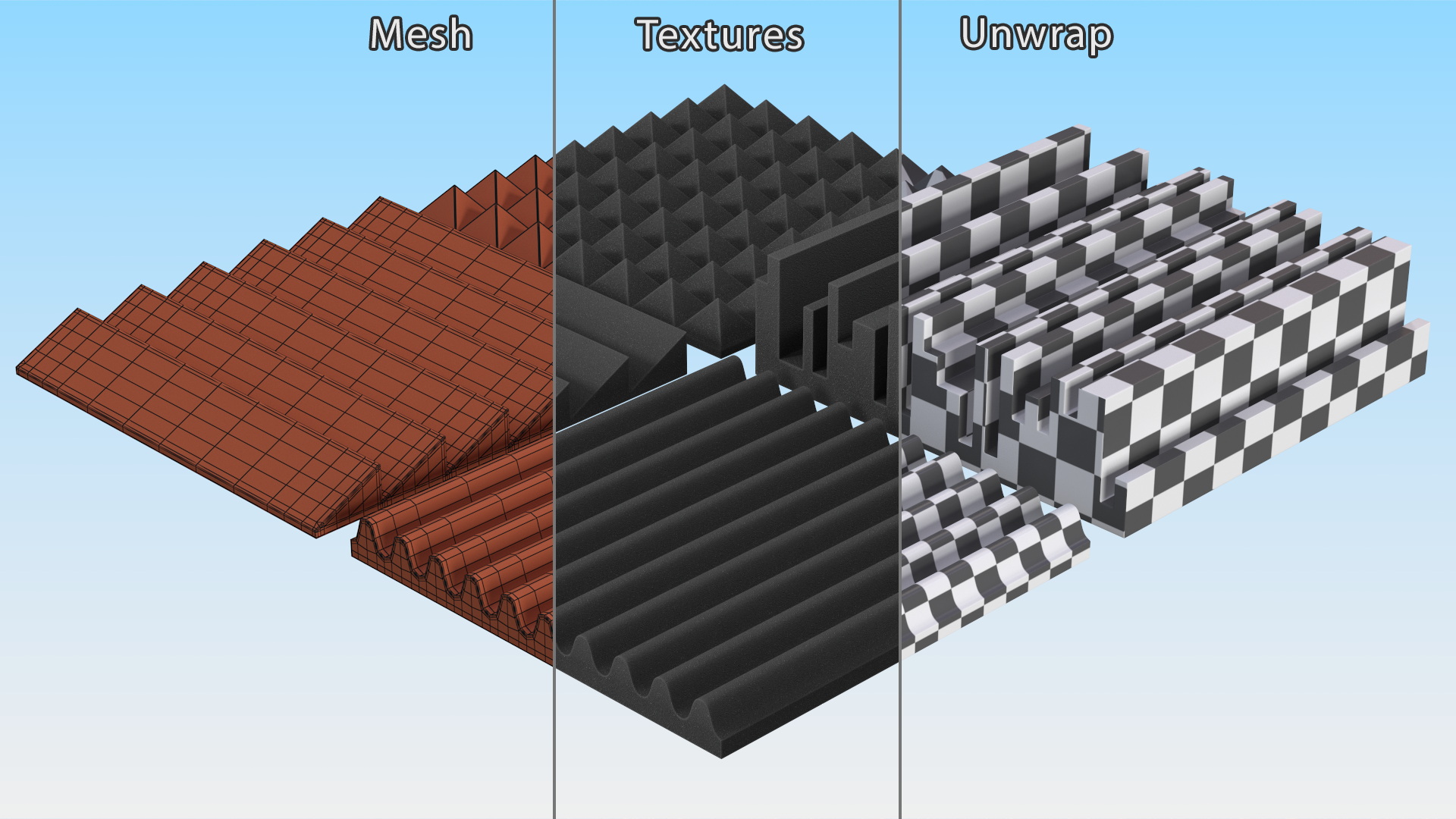 Sound Absorbers Gray Set 3D model