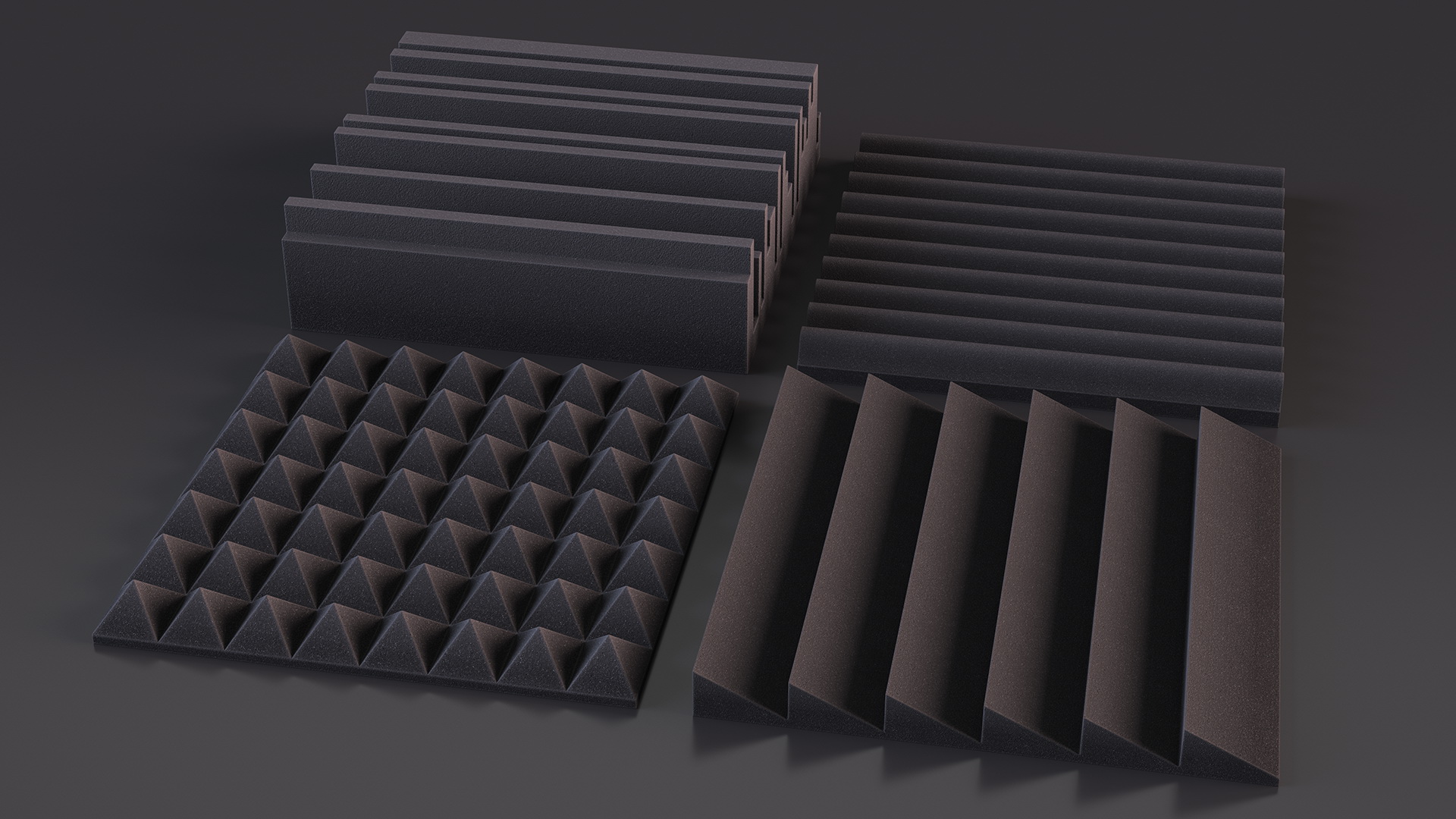 Sound Absorbers Gray Set 3D model