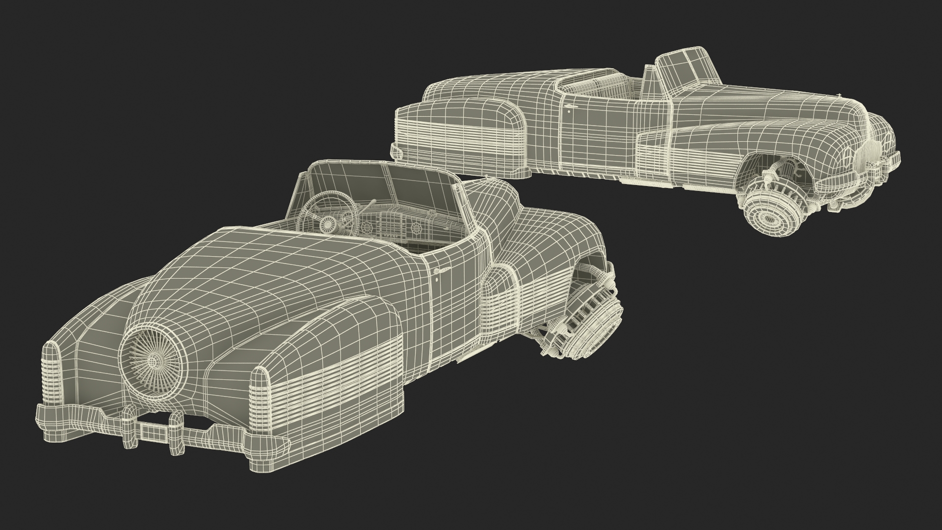 3D Sci Fi Hover Car Retro New Yellow model