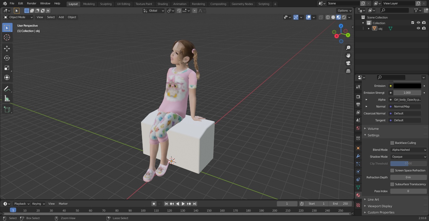 Child Girl Home Style Sitting Pose 3D model