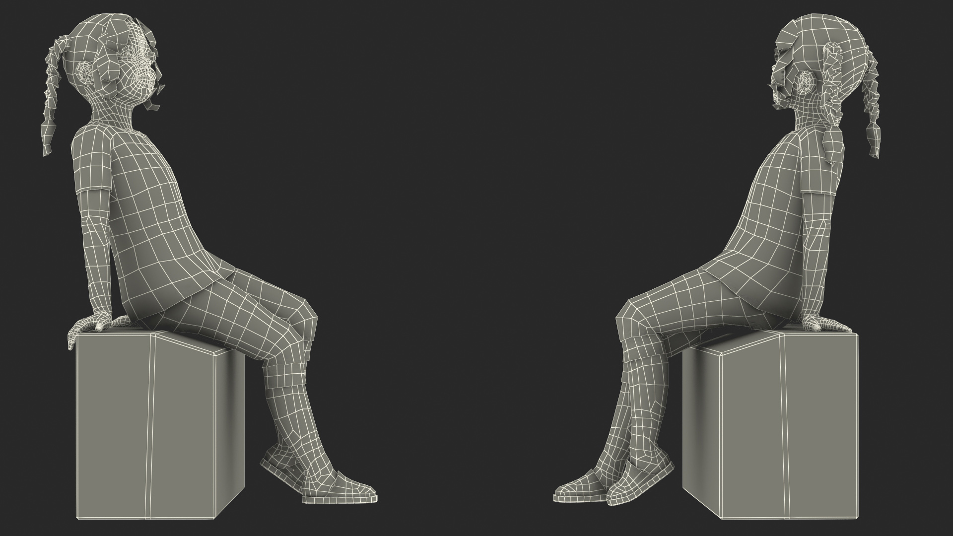 Child Girl Home Style Sitting Pose 3D model