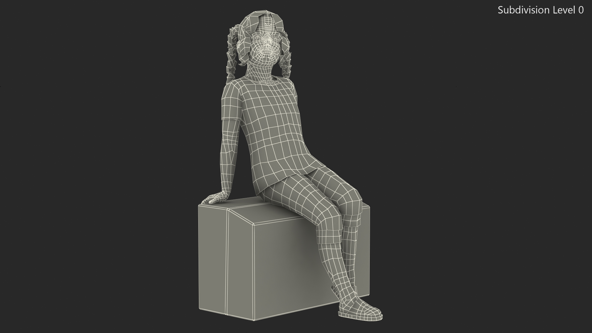 Child Girl Home Style Sitting Pose 3D model