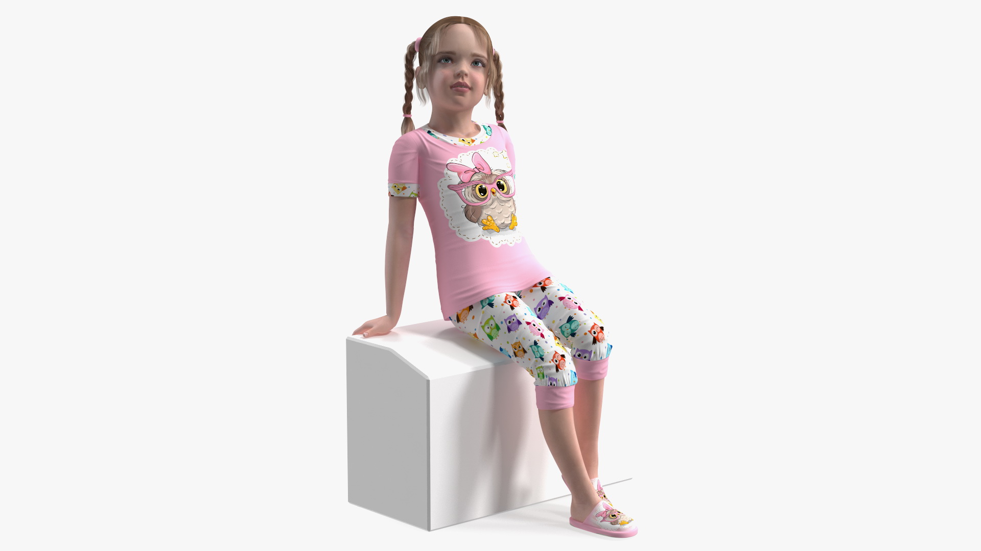 Child Girl Home Style Sitting Pose 3D model