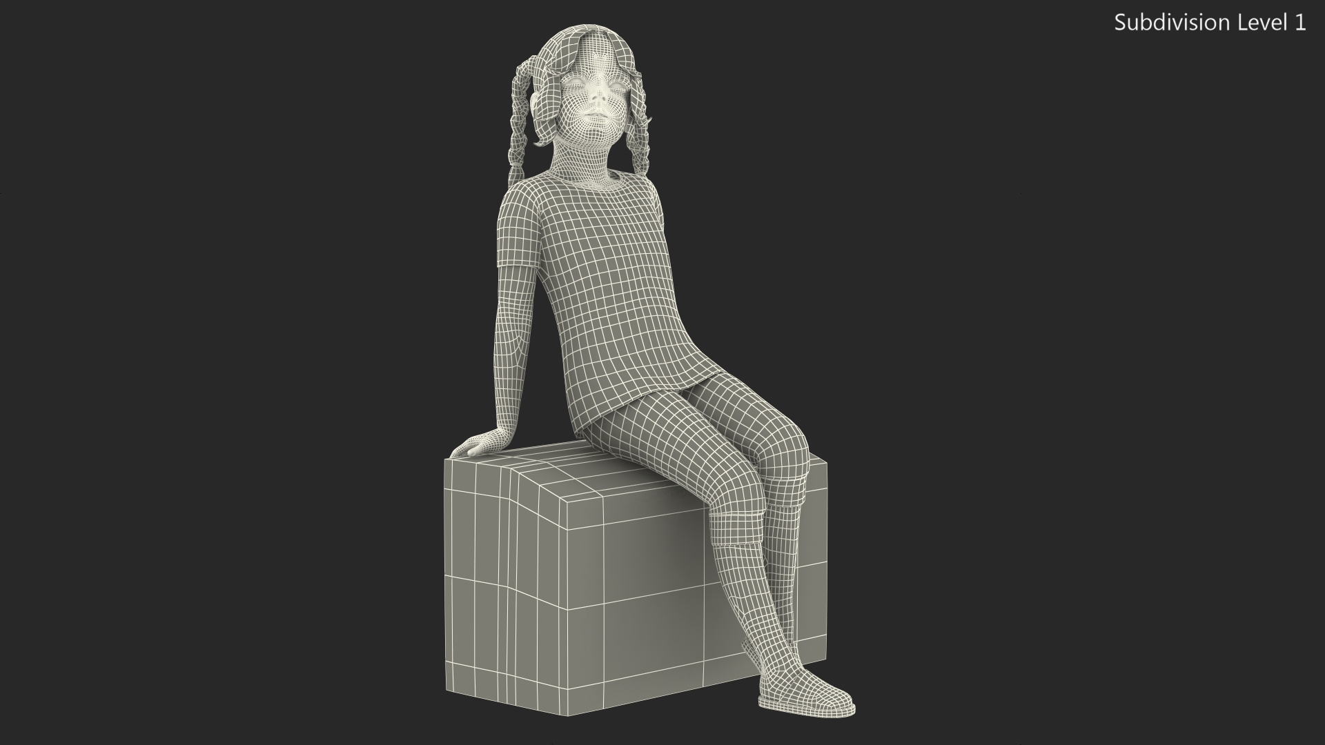 Child Girl Home Style Sitting Pose 3D model