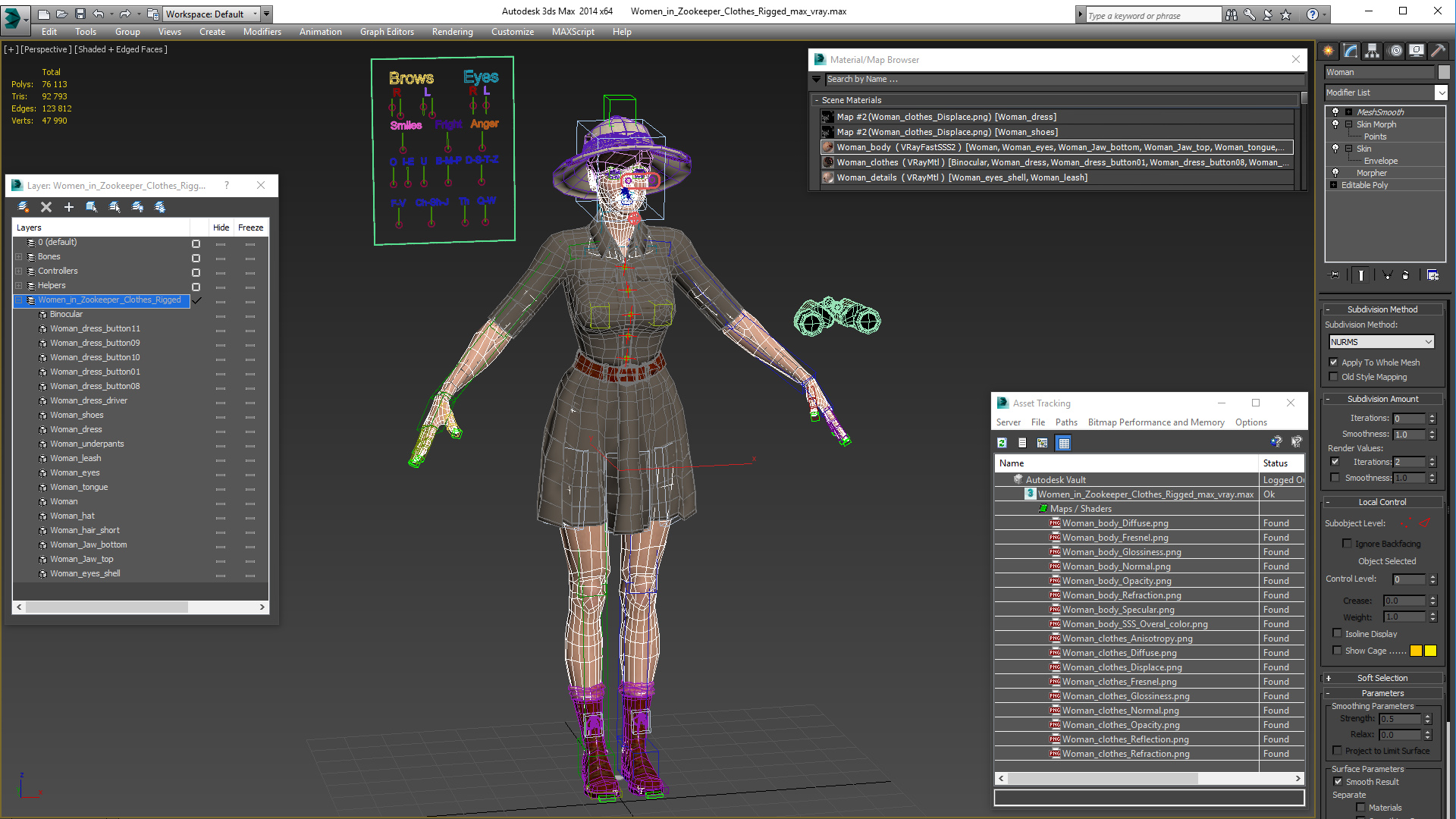 3D Women in Zookeeper Clothes Rigged model