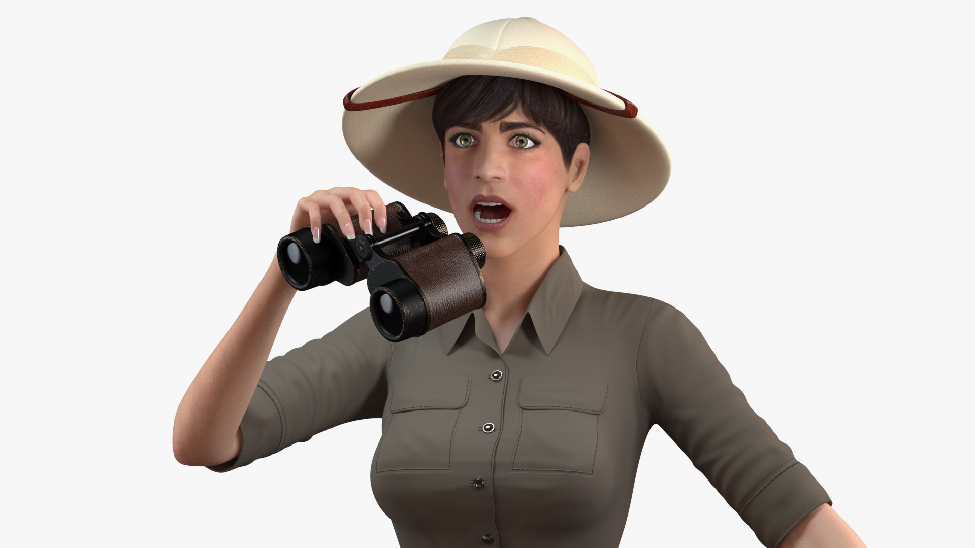 3D Women in Zookeeper Clothes Rigged model