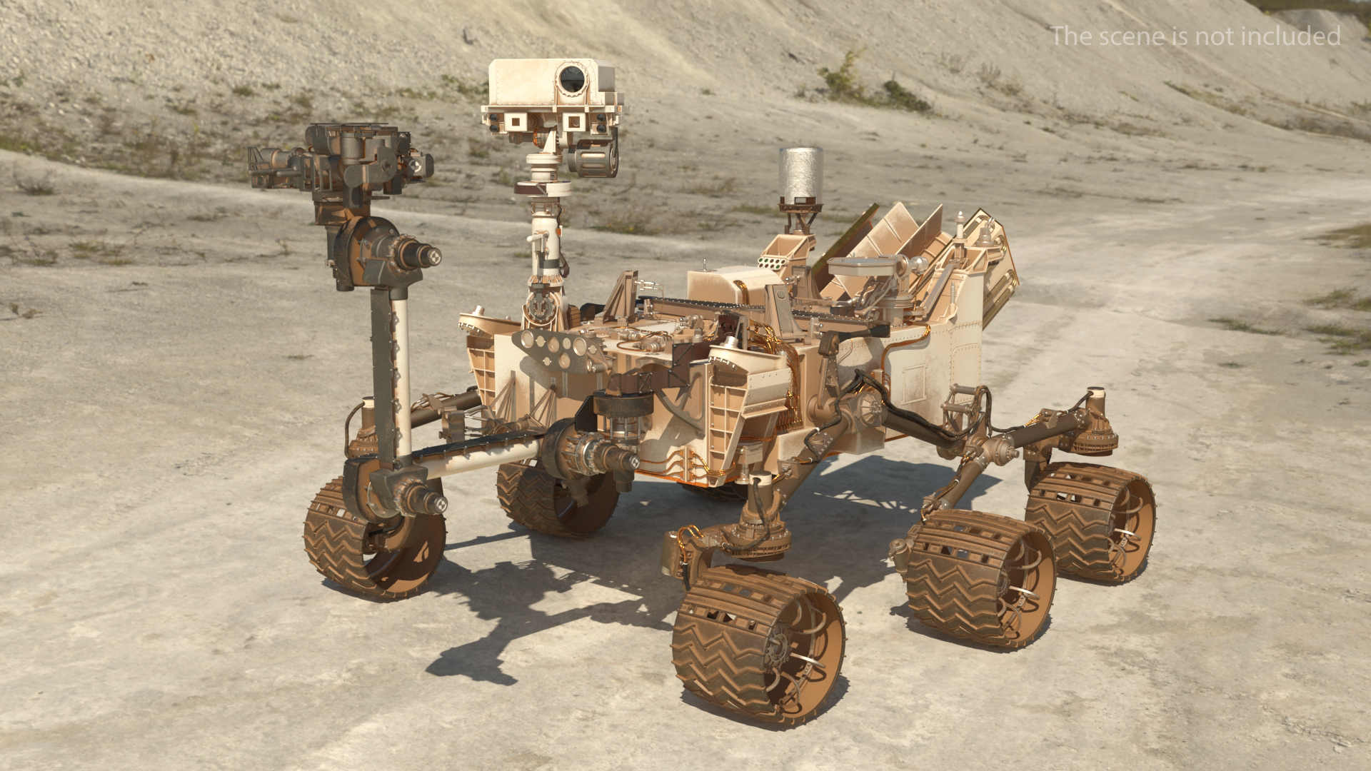 3D Curiosity Mars Rover Dusty