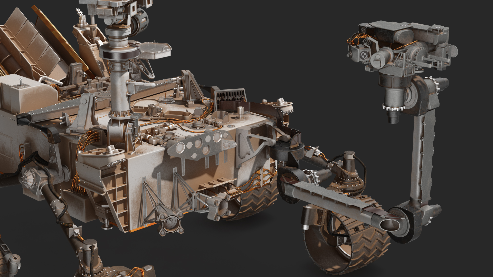 3D Curiosity Mars Rover Dusty