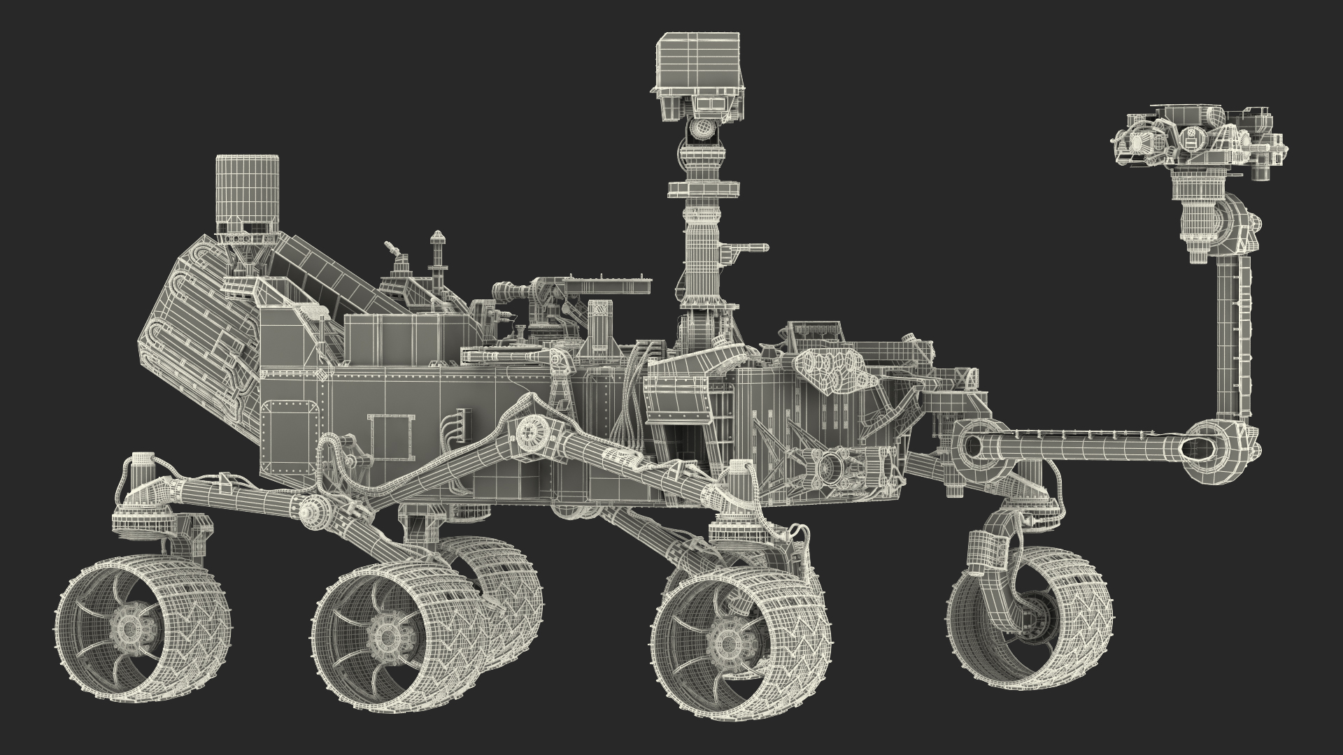 3D Curiosity Mars Rover Dusty