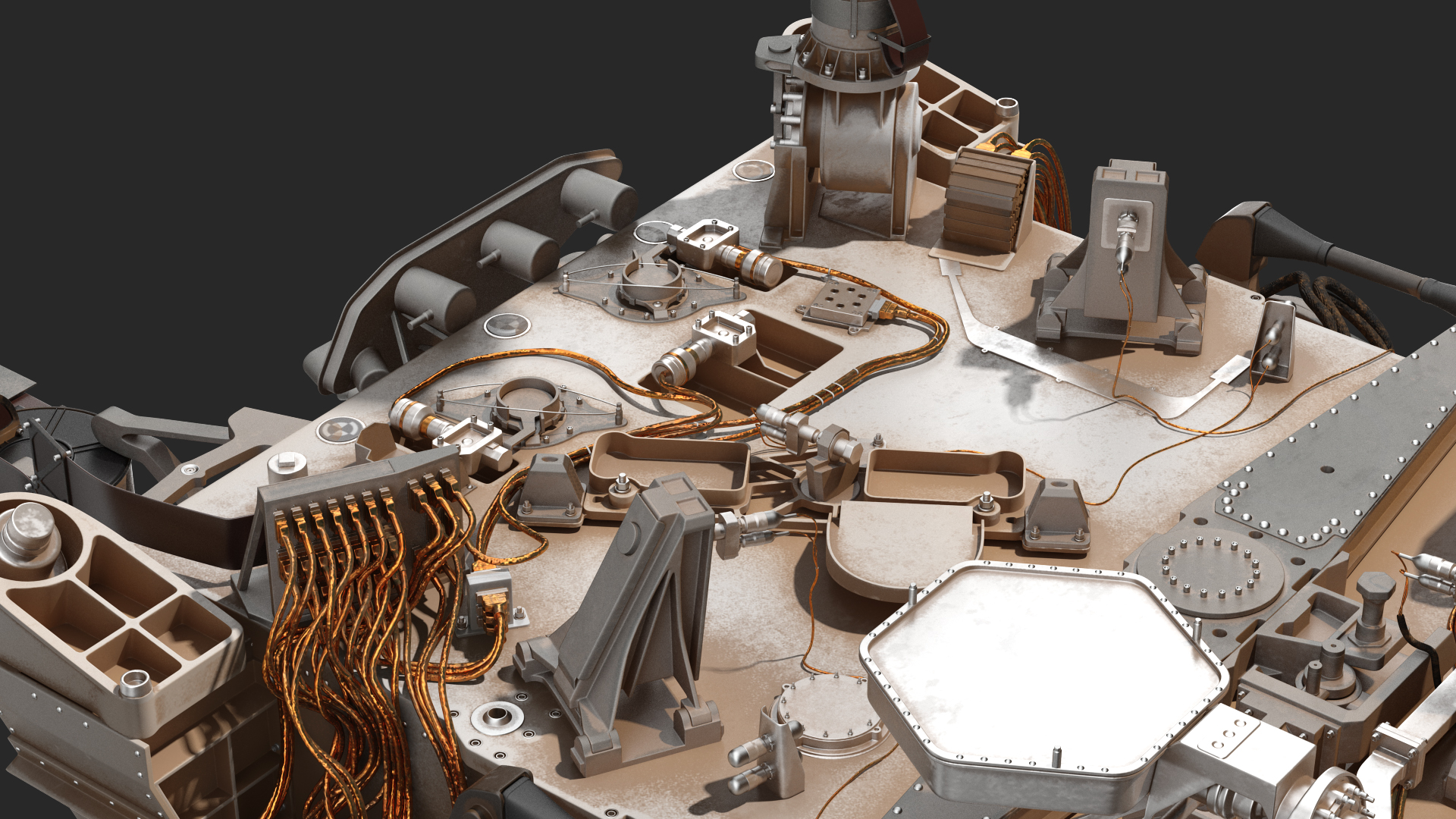 3D Curiosity Mars Rover Dusty