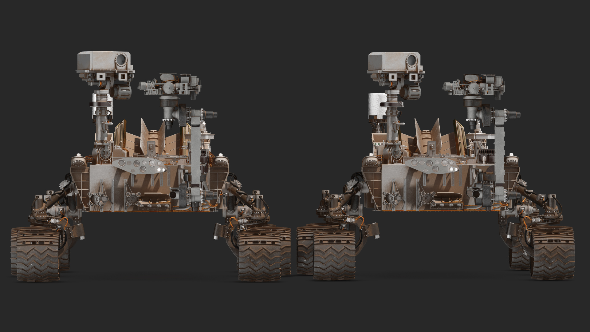 3D Curiosity Mars Rover Dusty