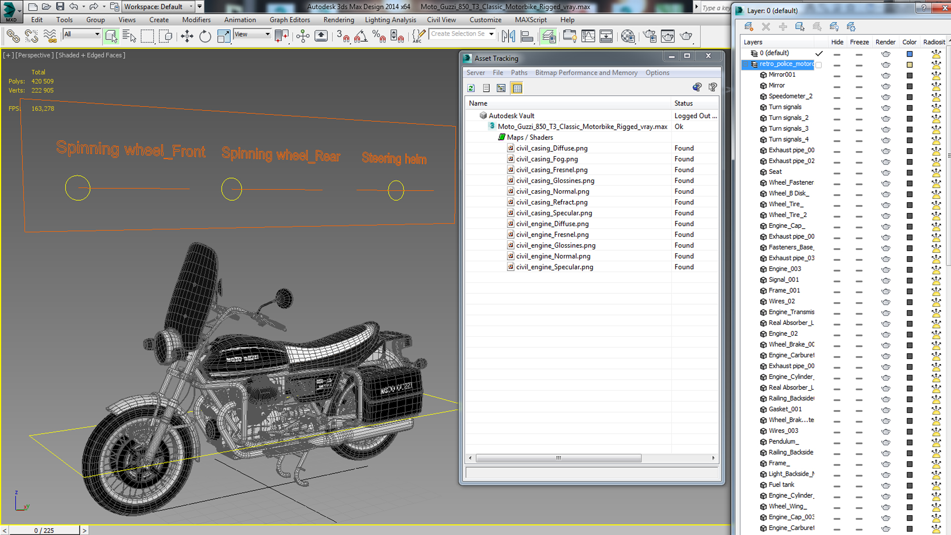 Moto Guzzi 850 T3 Classic Motorbike Rigged 3D