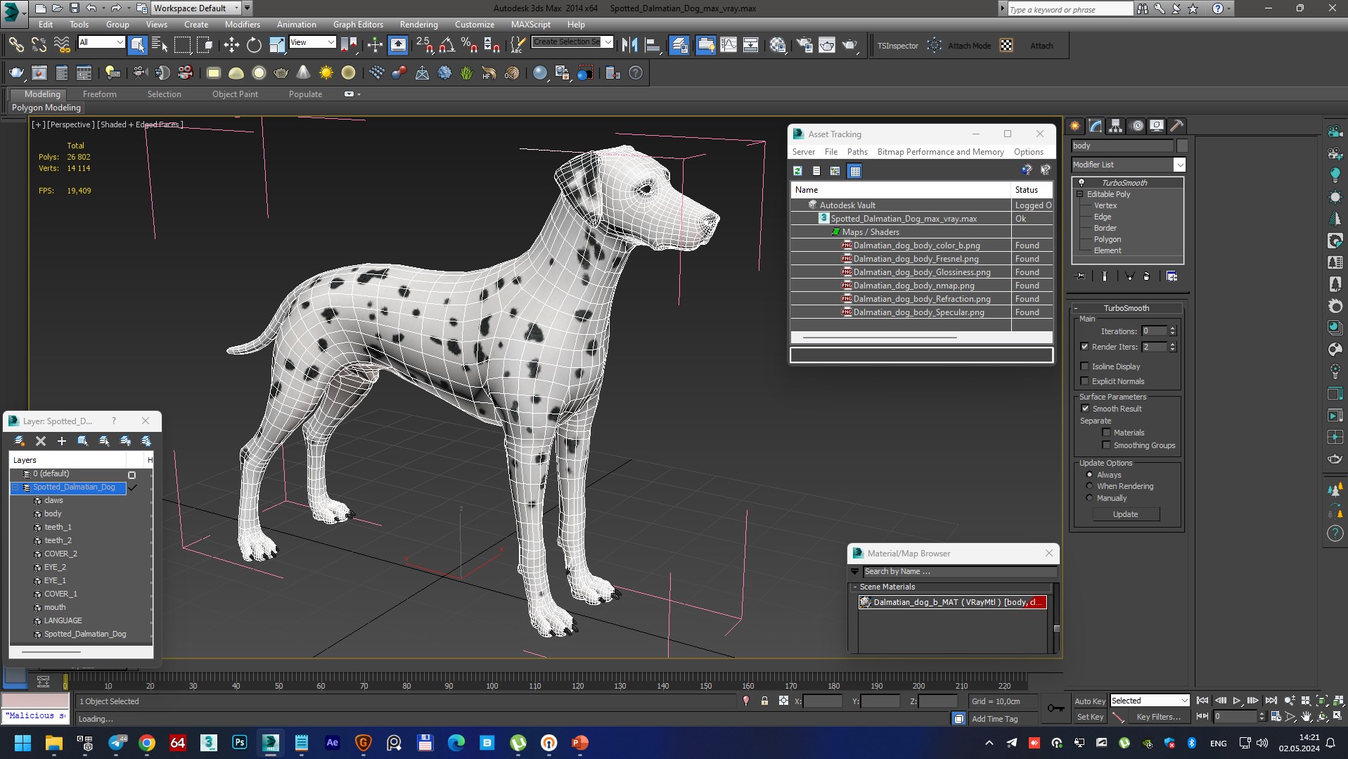 3D Spotted Dalmatian Dog