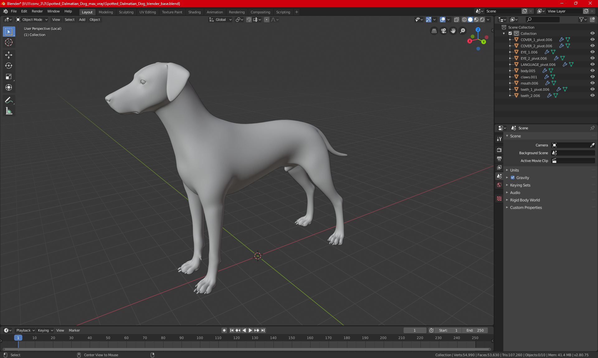 3D Spotted Dalmatian Dog