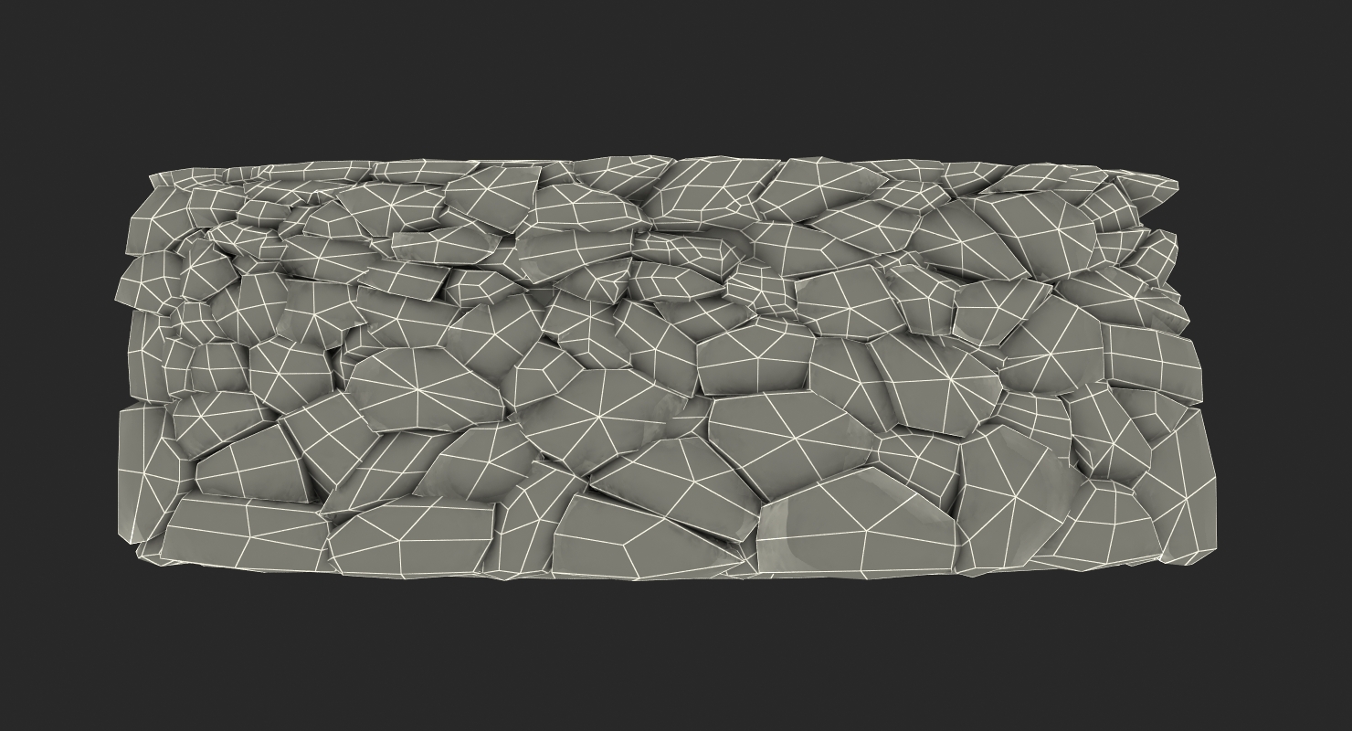 Rustic Bend Stone Wall 3D