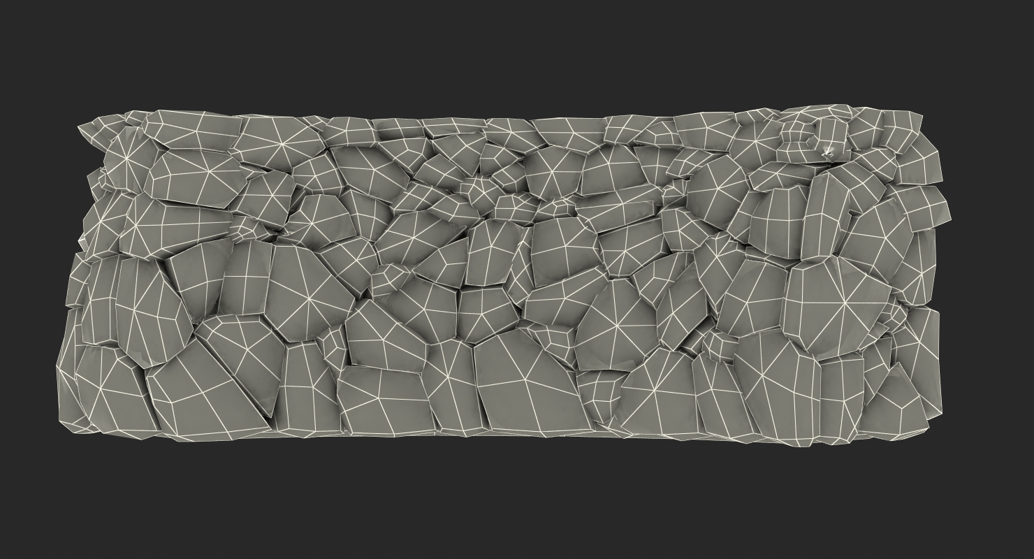 Rustic Bend Stone Wall 3D