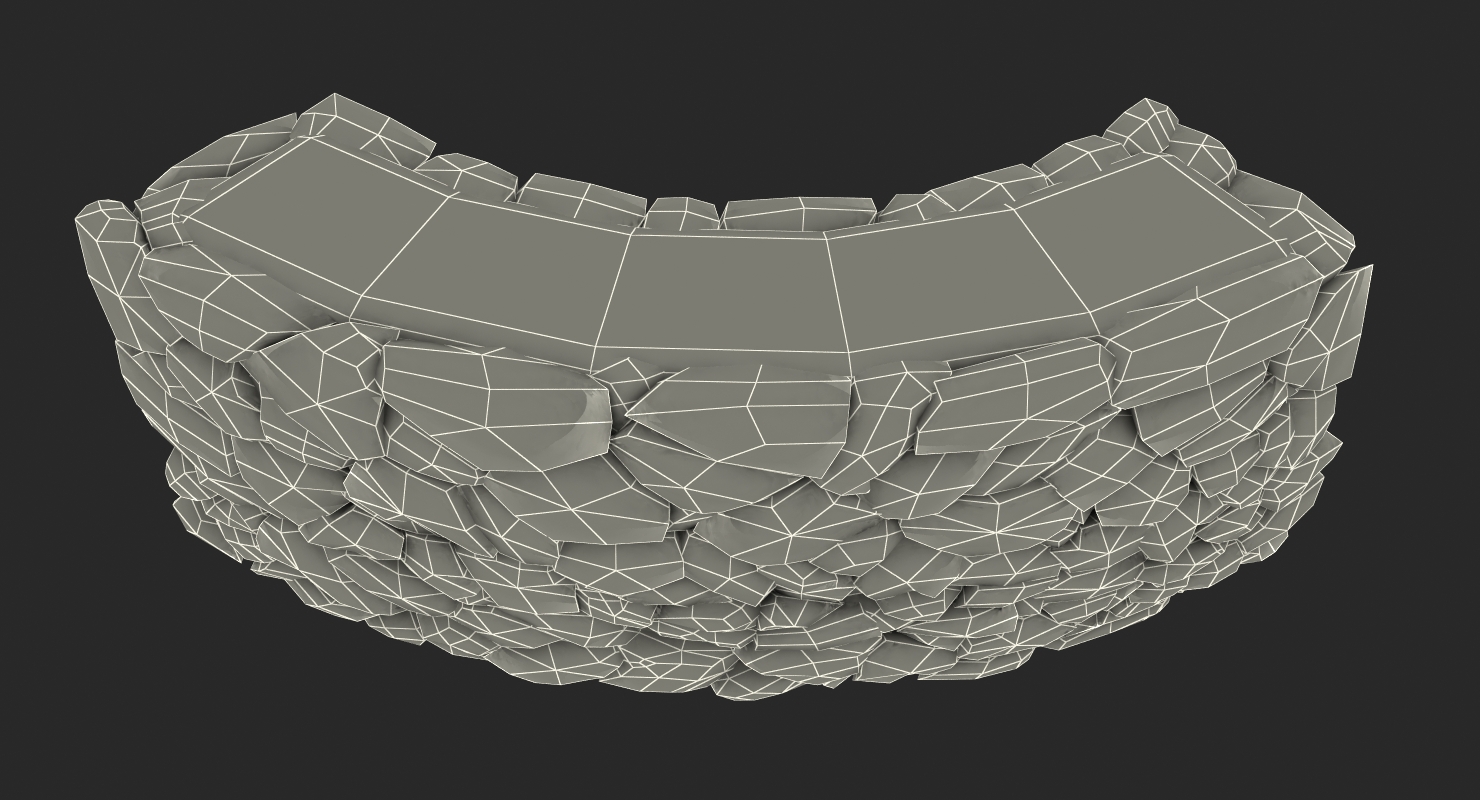 Rustic Bend Stone Wall 3D