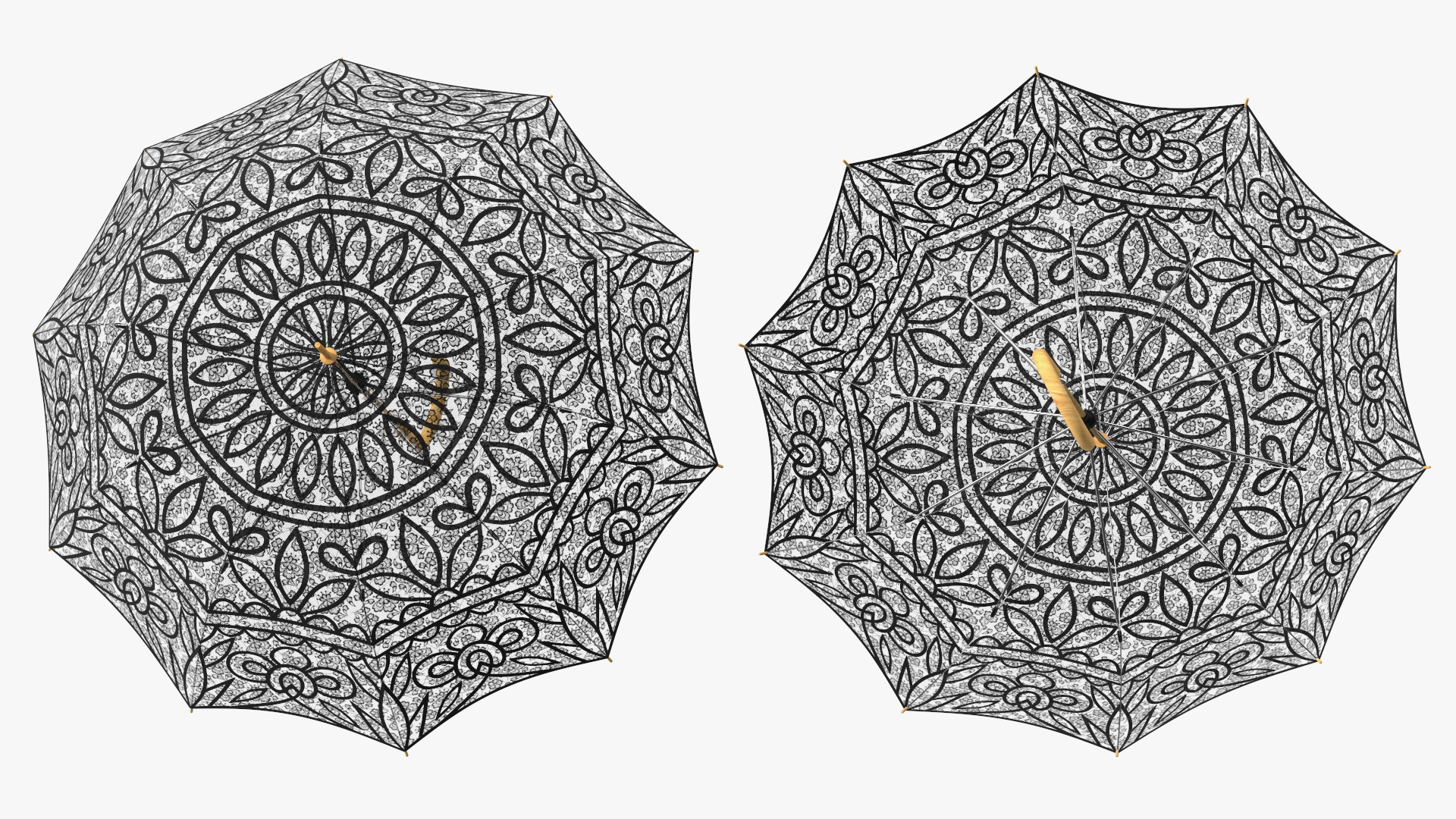 Black Lace Parasol Umbrella 3D