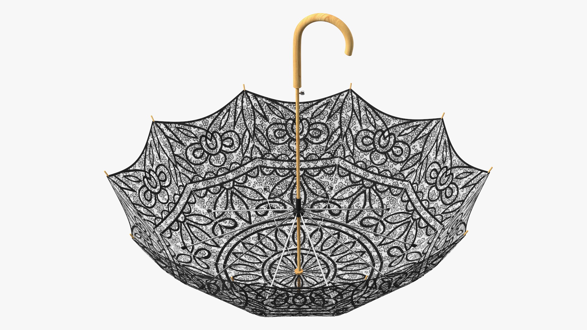 Black Lace Parasol Umbrella 3D