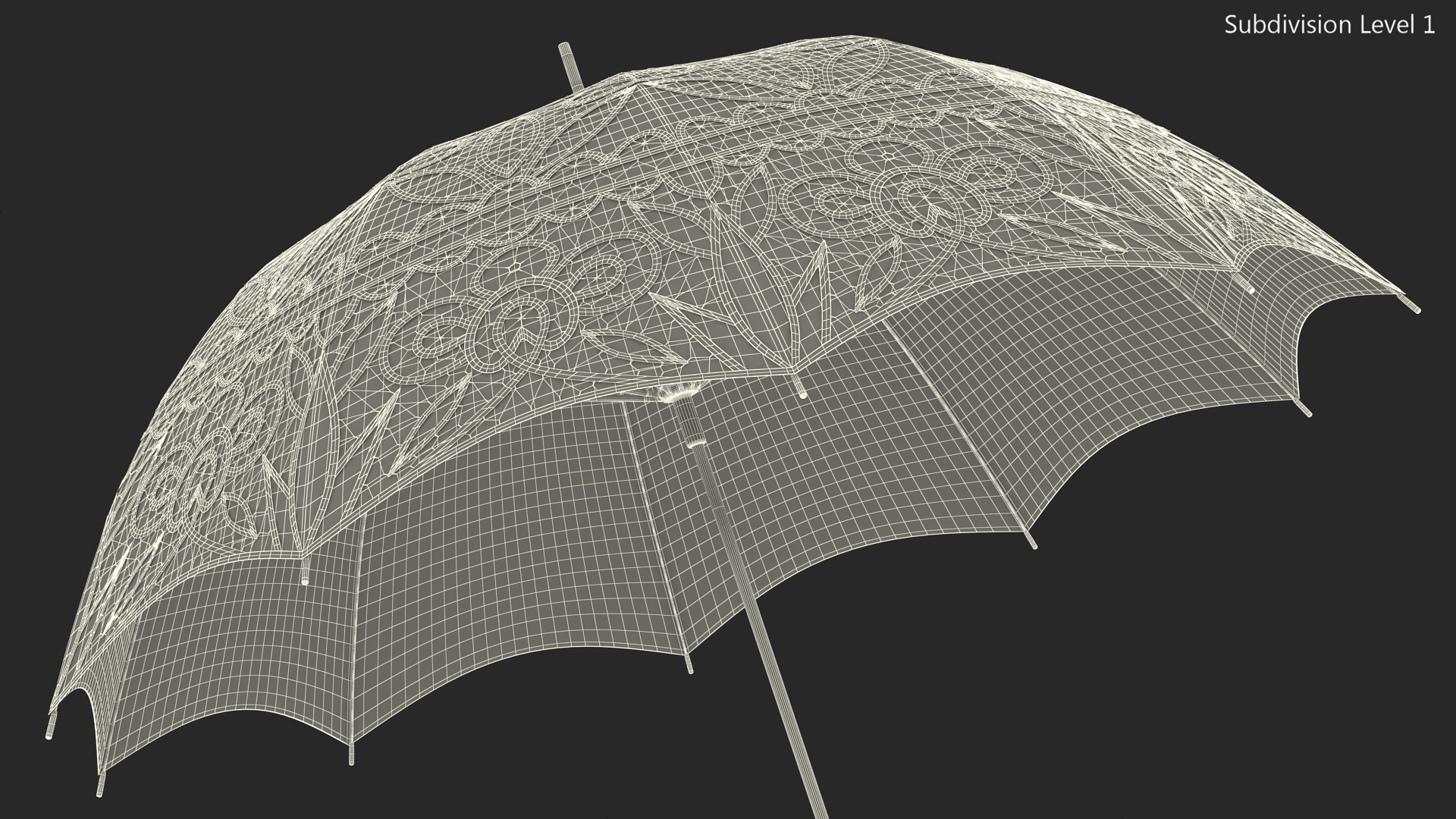 Black Lace Parasol Umbrella 3D