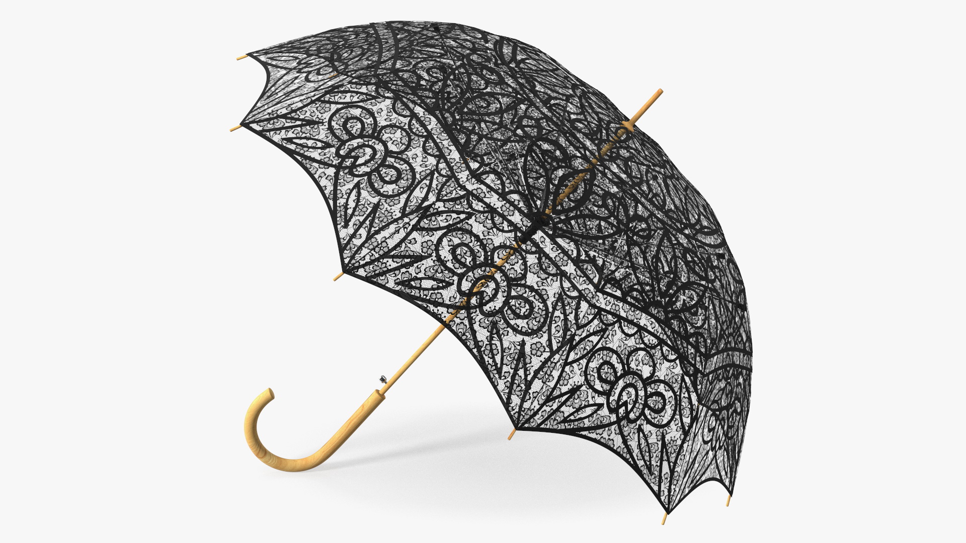 Black Lace Parasol Umbrella 3D