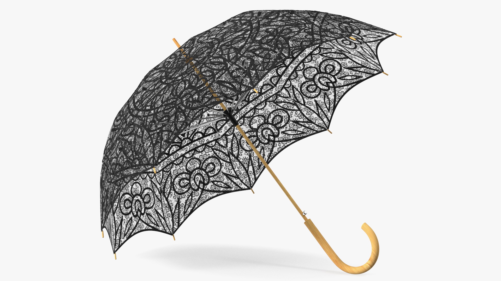 Black Lace Parasol Umbrella 3D