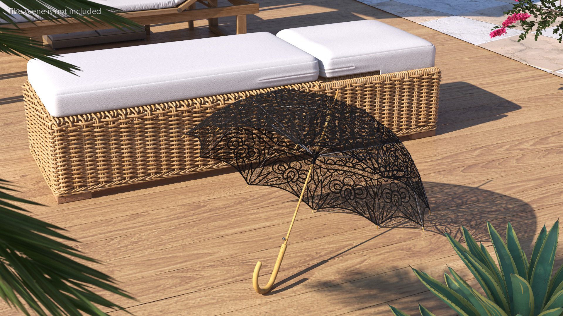 Black Lace Parasol Umbrella 3D
