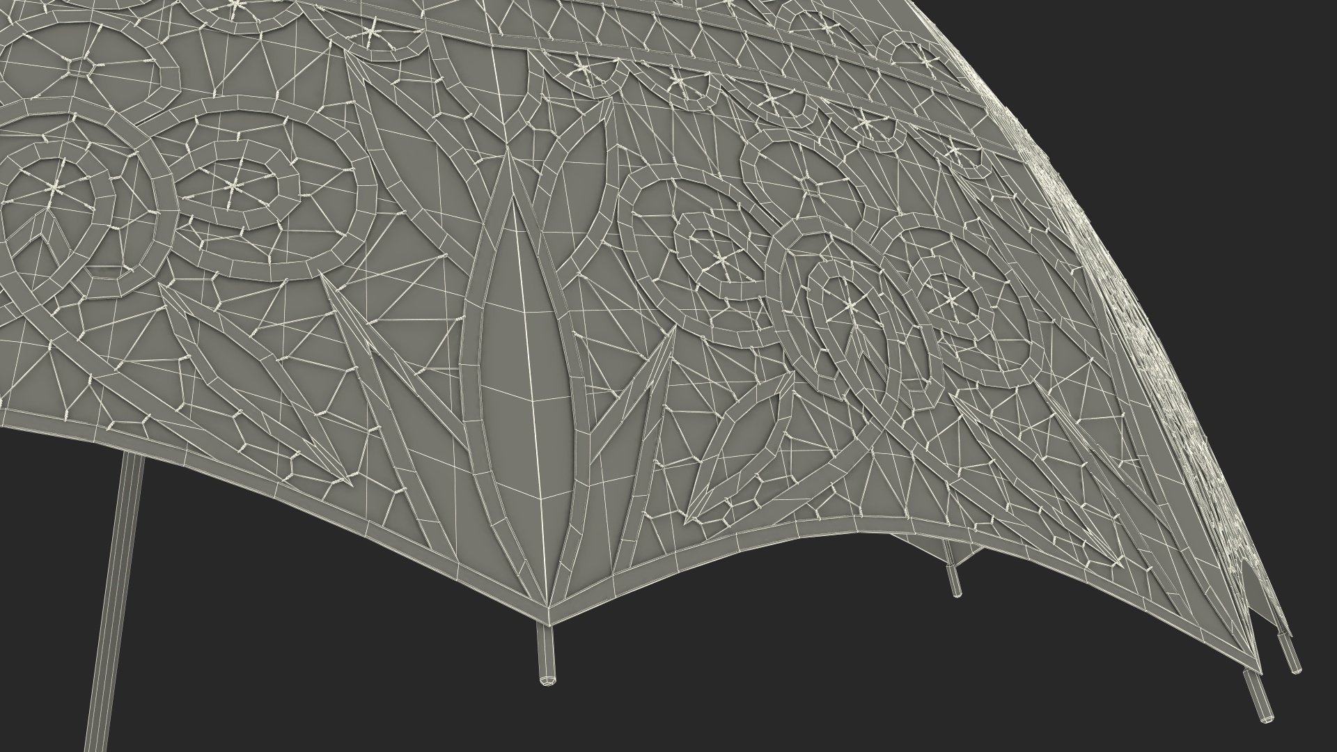 Black Lace Parasol Umbrella 3D