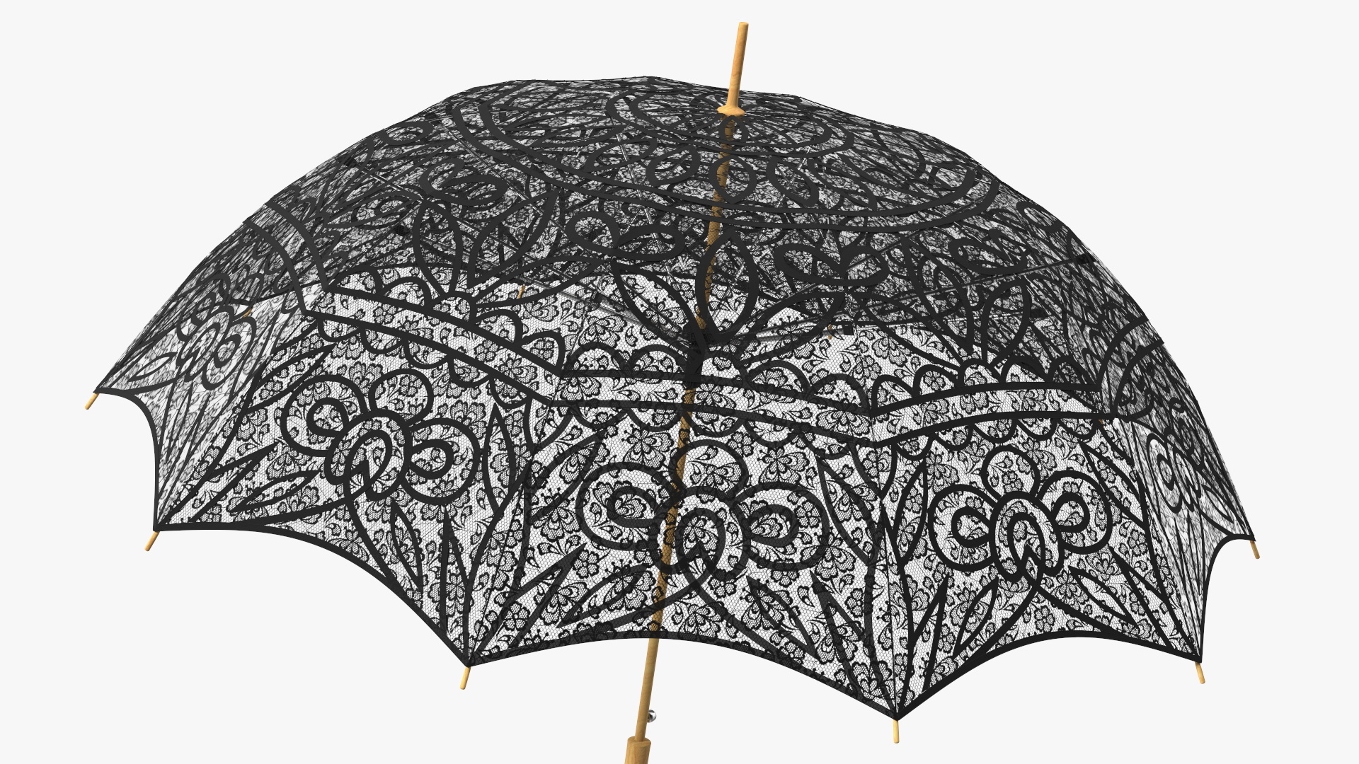 Black Lace Parasol Umbrella 3D