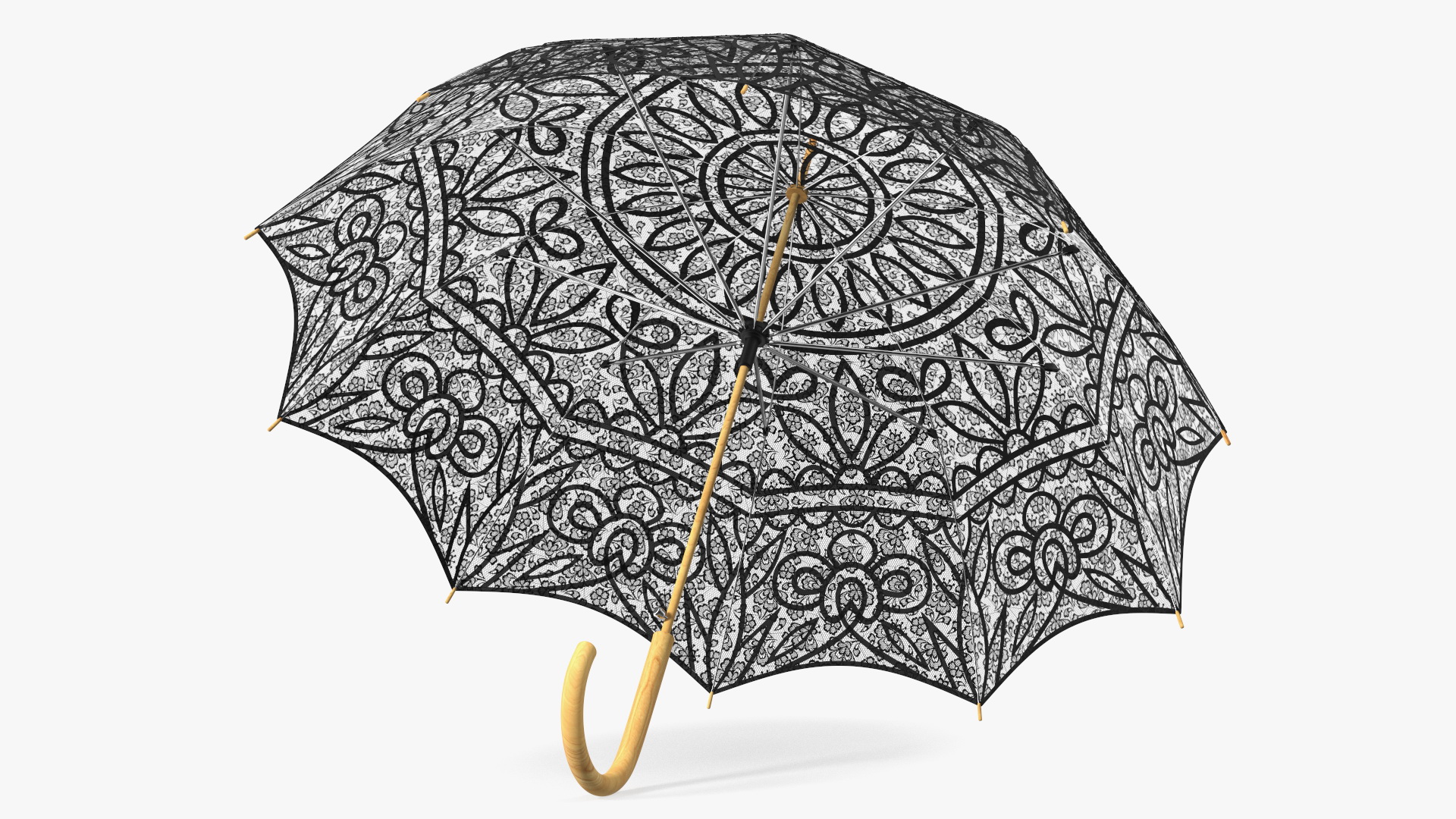 Black Lace Parasol Umbrella 3D