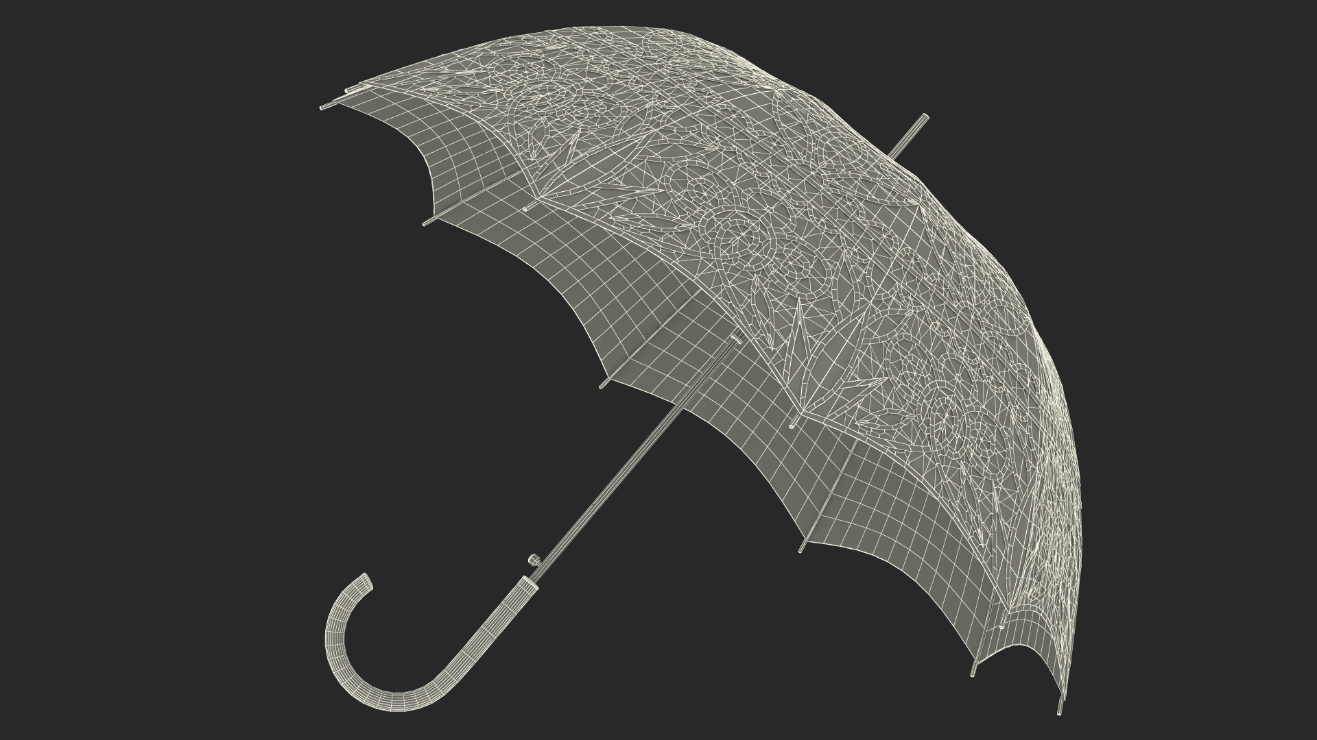 Black Lace Parasol Umbrella 3D