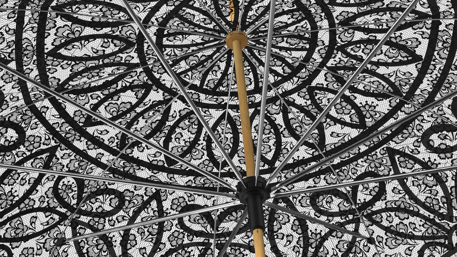 Black Lace Parasol Umbrella 3D