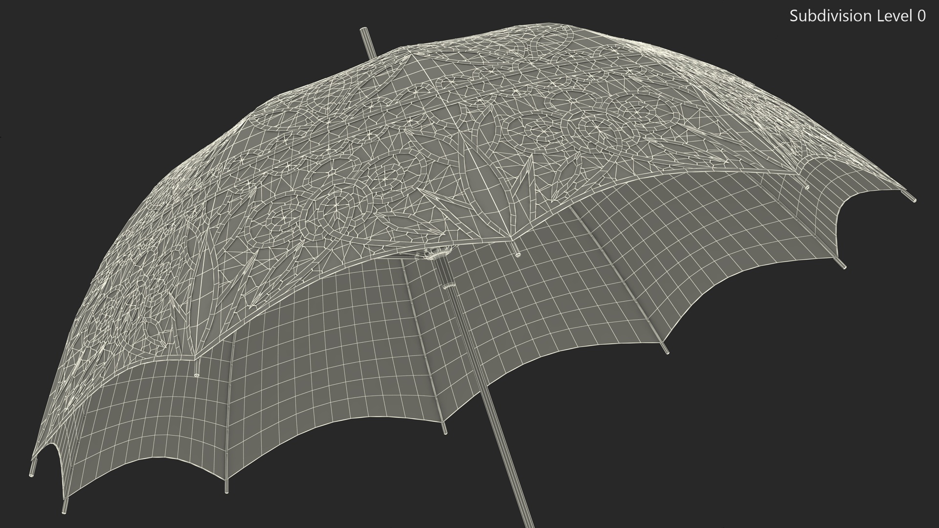 Black Lace Parasol Umbrella 3D