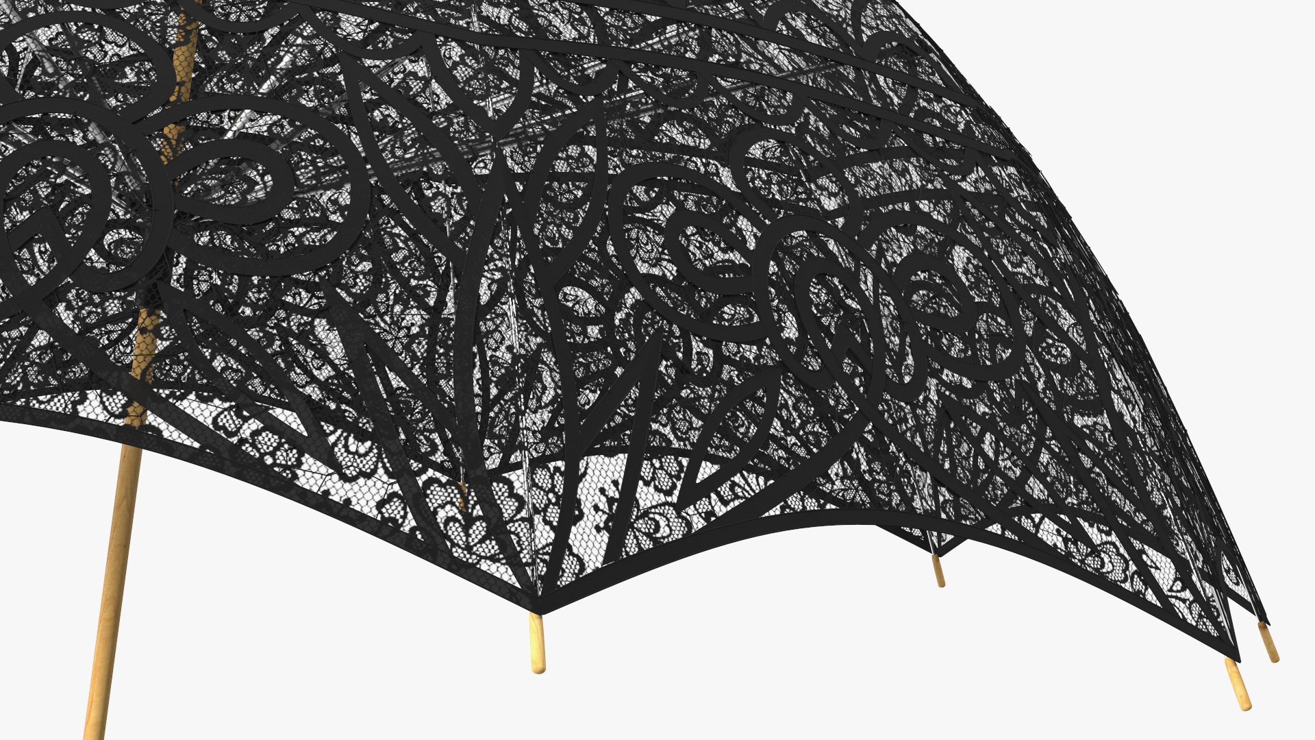 Black Lace Parasol Umbrella 3D