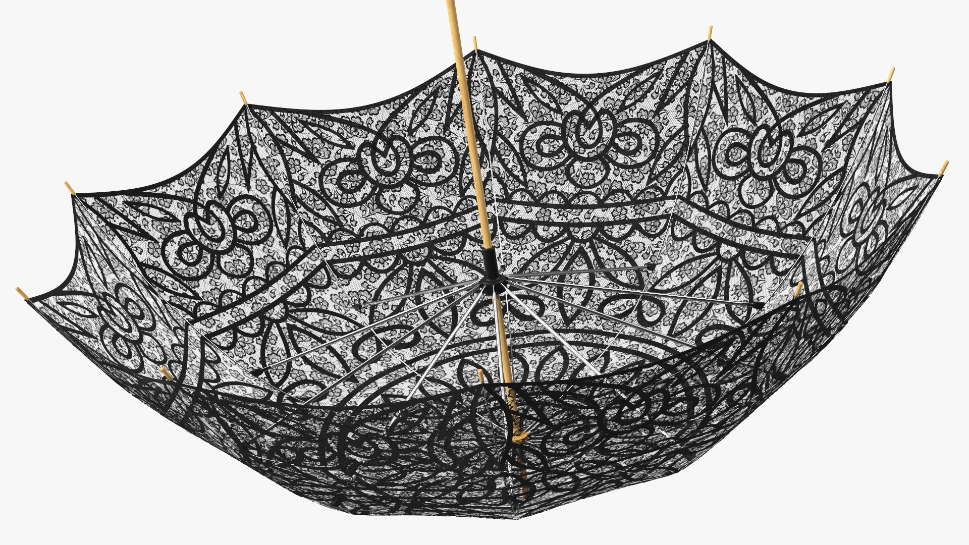 Black Lace Parasol Umbrella 3D