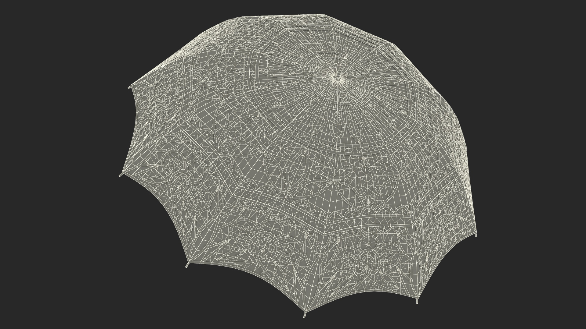 Black Lace Parasol Umbrella 3D