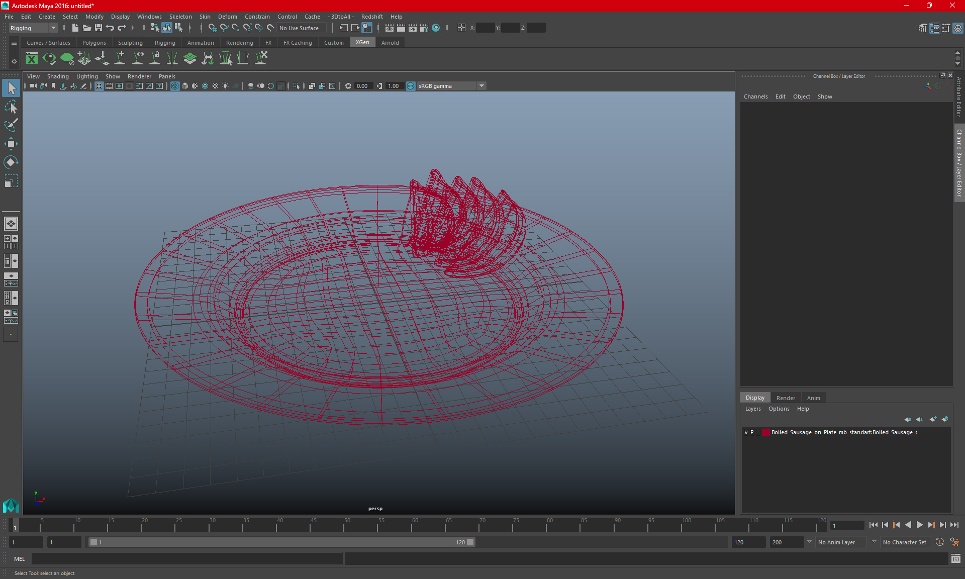 3D Boiled Sausage on Plate model