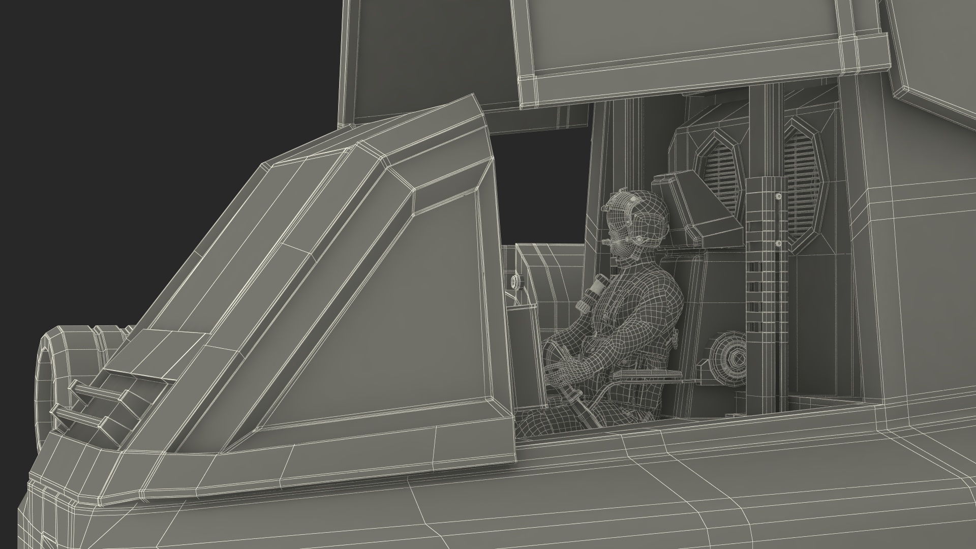 Sci-Fi Robot Black with Pilot 3D model