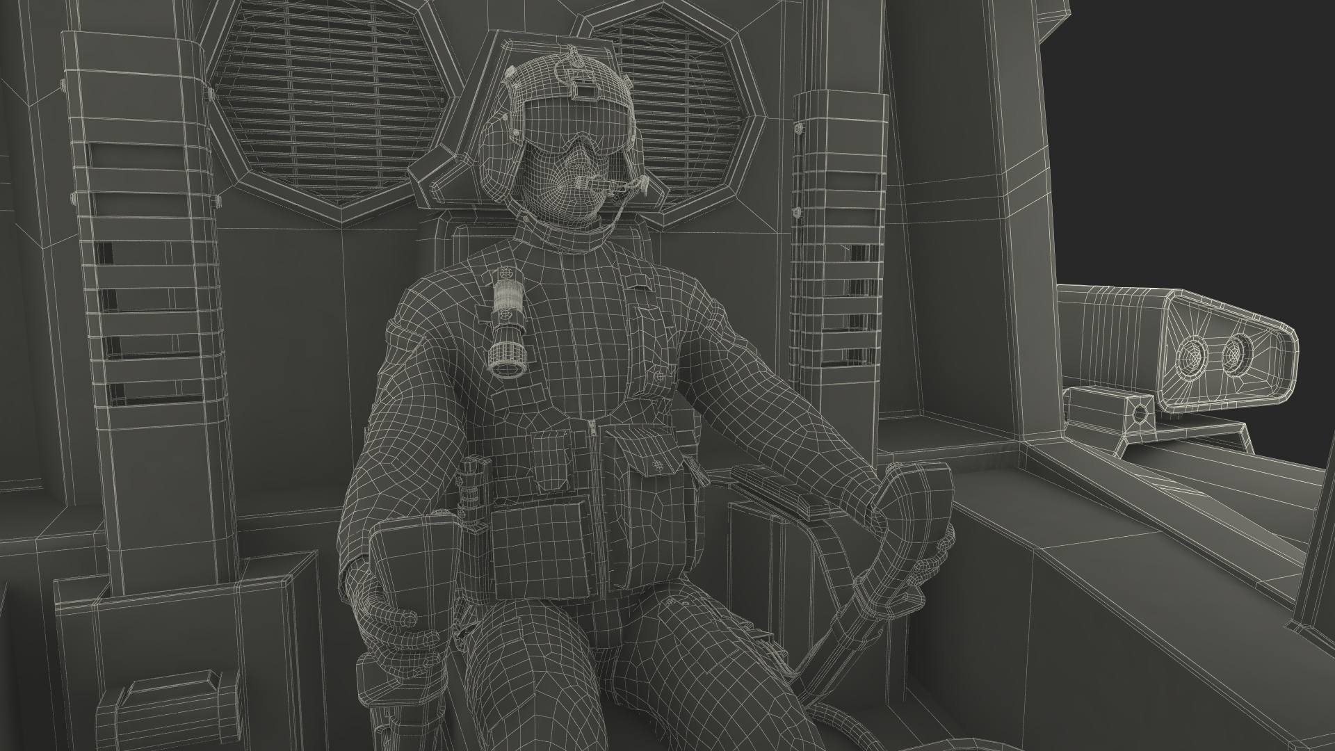 Sci-Fi Robot Black with Pilot 3D model