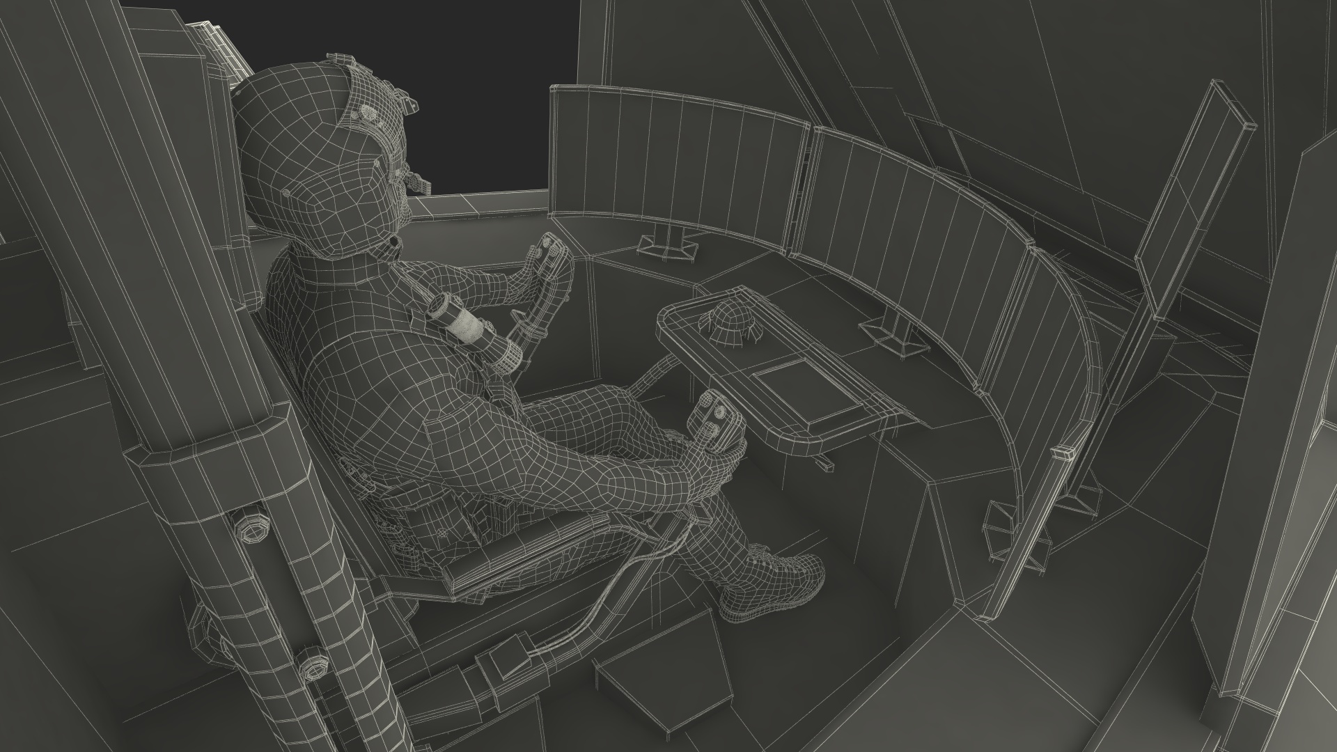 Sci-Fi Robot Black with Pilot 3D model