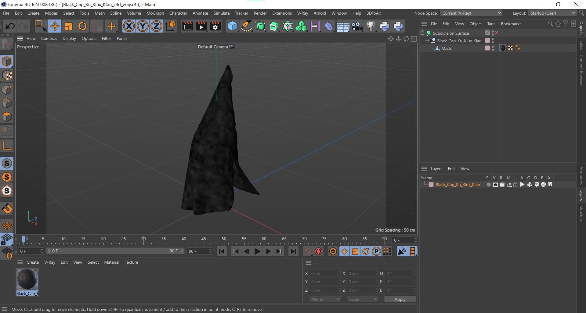 Black Cap Ku Klux Klan 3D