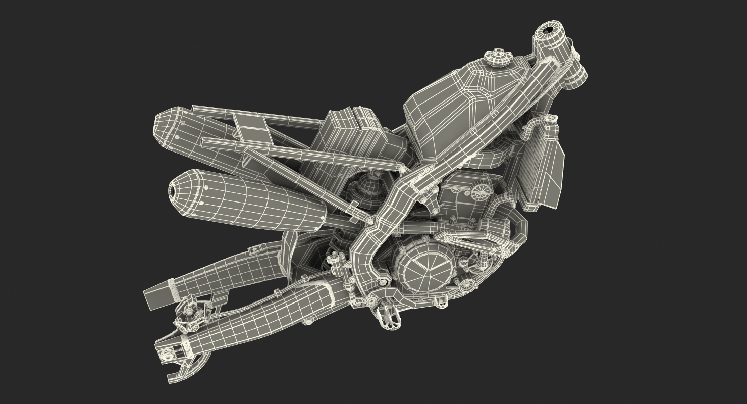 Motocross Motorcycle Engine And Frame 3D