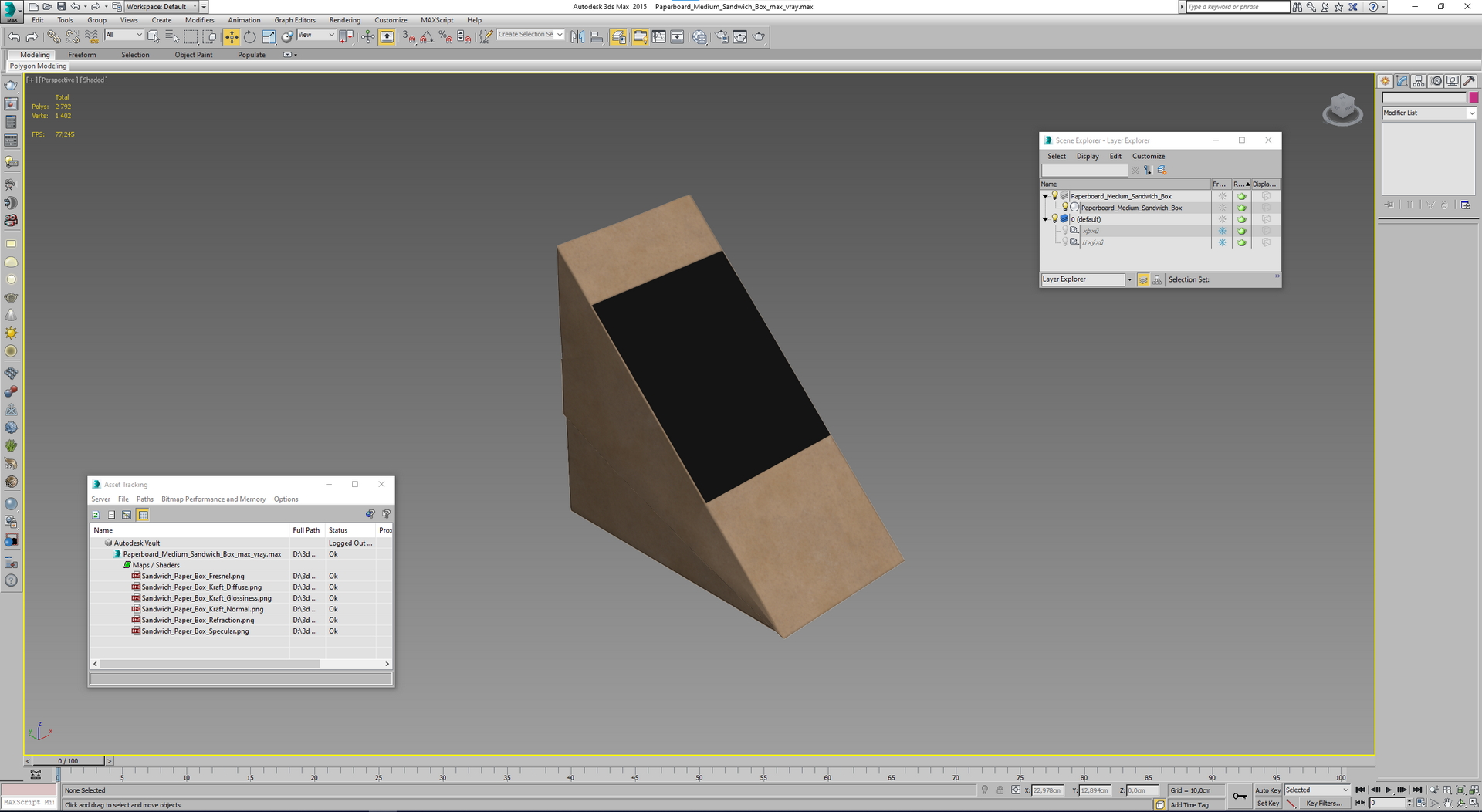 3D model Paperboard Medium Sandwich Box