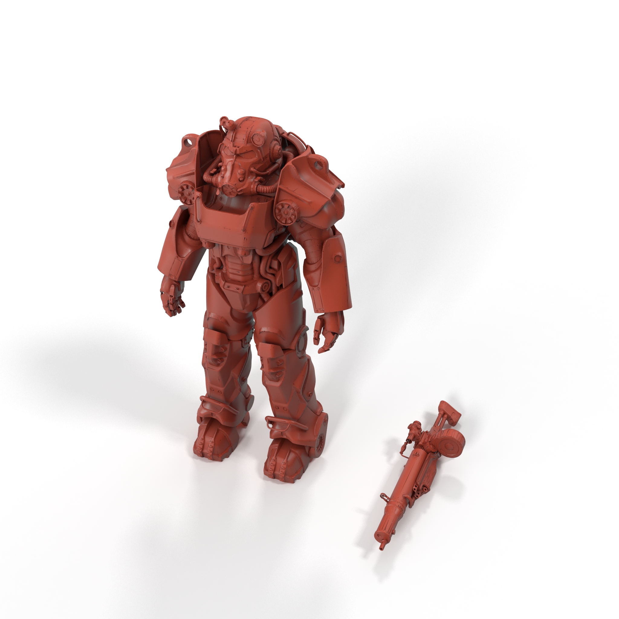 3D Fallout Power Armor T 60 with Rifle for 3D Print model