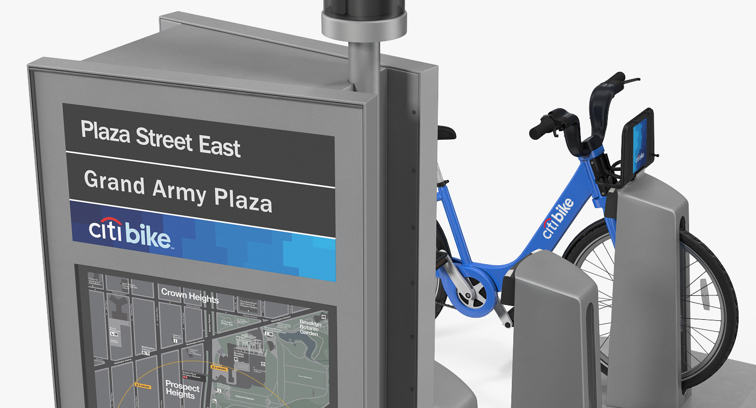 Citi Bike Pay Station with Bicycle 3D model
